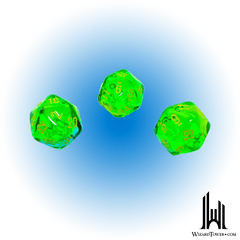 Gemini - Polyhedral Translucent Green-Teal/Yellow Luminary D20